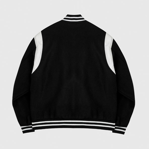 Veste de sport noire pour homme avec rayures blanches, coupe classique, fermeture éclair, vêtement décontracté pour l'automne - Product Image 2