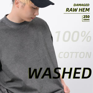 Camiseta de punto para hombre 2026 al por mayor, de alta calidad, estilo urbano holgado, 100% algodón, con efecto desgastado por el sol, vintage, lavado y estampado - Product Image 2