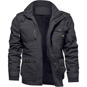 Veste d'extérieur polyvalente style militaire, col montant, design fonctionnel avec rangement frontal, tenue décontractée et robuste - Product Image 1