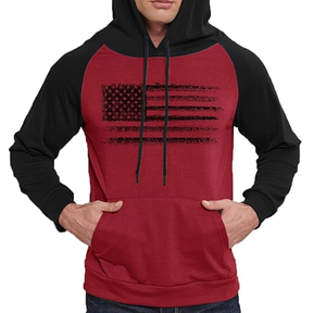 Sweat-shirt à capuche en molleton personnalisé avec drapeau américain vintage pour hommes, drapeau USA vieilli de haute qualité, 100% coton, sweat-shirt d'hiver - Product Image 1