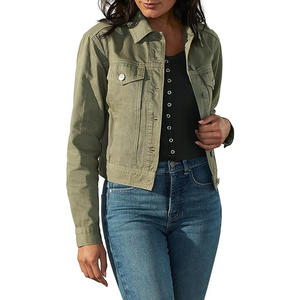 Hot Sale Wholesale Slim FitWomen <b>Denim</b> Jacket Washed Plain Dyed Jean <b>material</b> soft Women <b>Denim</b> Jacket Long Sleeves for Outdoor - Product Image 4