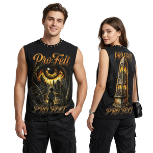 Débardeur graphique sans manches épais, style streetwear urbain, en jersey de coton de haute qualité, couleur unie - Product Image 2