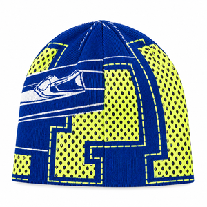 Gorro de Invierno Unisex de Punto Acrílico con Letras Gráficas en Amarillo Neón Azul para Adultos - Product Image 3