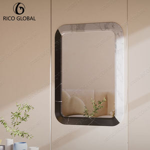 Modern <b>Rectangular</b> Wall <b>Mirror</b> with Marble Frame Minimalist Design Decorative Glass 5.0mm Thick Anniversary Home Use - Product Image 5