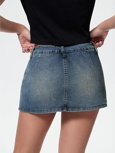Women's Fashion <b>Denim</b> Skirt <b>Stretch</b> Fit Mid Length Jean Skirt for Weekend Wear Office Casual and Outdoor Activities - Product Image 3