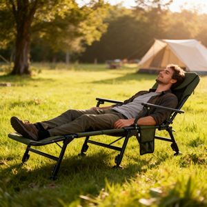 Chaise de pêche pliable surdimensionnée avec repose-pieds amovible, siège confortable et portable pour les pêcheurs - Product Image 1