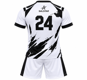 Maillot de football blanc et noir à imprimé contrasté, sublimé, pour homme, manches courtes, coupe athlétique, toutes saisons, tissu Dry Fit - Product Image 4