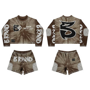 เสื้อยืดโอเวอร์ไซส์พร้อมกางเกงขาสั้นผ้าเฟรนช์เทอร์รี่ พิมพ์ลาย DTG แบบกำหนดเอง สำหรับขายส่ง - Product Image 1