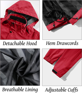 Waterproof Windproof <b>Rain</b> <b>Jacket</b> For <b>Men</b> <b>Lightweight</b> Breathable Outdoor Coat for Camping Travel Running Trekking with Adjustable - Product Image 5