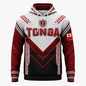 Sudadera con Capucha Unisex con Estampado Geométrico Rojo y Blanco, Impresión por Sublimación, Protección UV UPF 50, Chaqueta para Adultos - Product Image 1