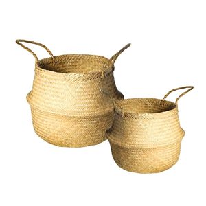 Paniers décoratifs faits à la main en jonc de mer pour couvrir les pots de plantes et la décoration, pour le rangement des vêtements, des plantes et autres usages. - Product Image 1