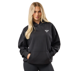 Sudadera con Capucha Oversize Personalizada para Mujer, de Algodón Premium, Forro Polar, Cierre Frontal Sólido, Corte Relajado, Hombros Caídos, Bolsillo Canguro, Estilo Casual - Product Image 1