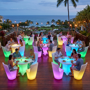 Ensemble <span class=keywords><strong>de</strong></span> meubles LED 1 table et <span class=keywords><strong>4</strong></span> <span class=keywords><strong>chaises</strong></span>, mobilier <span class=keywords><strong>de</strong></span> salon lumineux commercial, table et sièges lumineux RGB pour événements, fêtes, mariages, extérieur - Product Image 2
