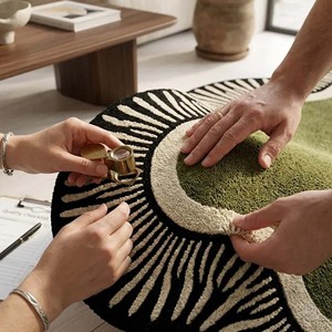 Modern Irregular Abstract Area Rug Green Black Cream Designer Carpet Soft Plush Living Room Bedroom Home Decor Style - Product Image 2