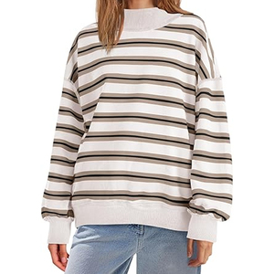 Women Turtleneck Sweatshirt Heavyweight Lined Oversized Casual Top - Product Image 6