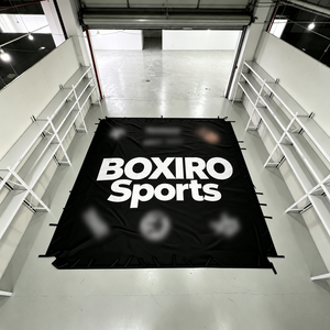 Tapis de sol de gym noir personnalisé avec logo imprimé pour la protection des sols de fitness et de sport - Product Image 6