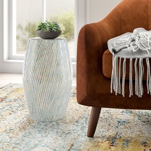 Luxury Bone Inlay Side Table Handmade Wooden Mosaic Design Bedside End Table Floral Accent Furniture Custom Bedroom Living Room - Product Image 1