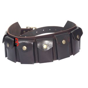 Vintage Cowhide Leather Ammo Belt Set with Vertical Pockets Durable Design for Tactical Use - Product Image 5