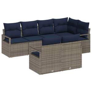 Conjunto de Sofás de Jardín de Ratán Sintético Gris, 7 Piezas, Muebles de Exterior Resistentes a la Intemperie, Diseño Contemporáneo - Product Image 4