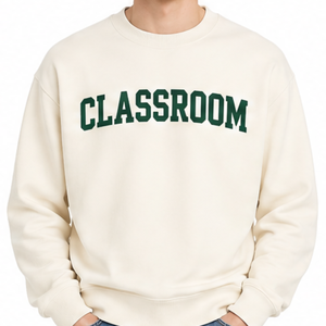 Sudadera de Cuello Redondo Color Marfil para Hombre, con Estampado de Letras Verde Oscuro para Escuela y Universidad - Product Image 2