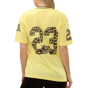 เสื้อเจอร์ซีย์อเมริกันฟุตบอลสีเหลืองลายเสือดาวสำหรับผู้หญิงขายส่ง – เสื้อแฟชั่นลำลองสุดฮิตสำหรับผู้ค้าปลีกและซัพพลายเออร์ - Product Image 3