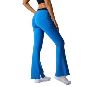 Spandex/Polyester Solid Lace Breathable Mid Yoga <b>Leggings</b> Digital Printing <b>Flare</b> Pants Womens Quick Dry Knee-Length Hip Hop - Product Image 3