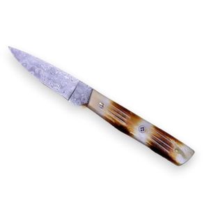 Cuchillos de Caza Hechos a Mano de Acero de Damasco con Hoja Curva Fija y Mango de Madera Marrón para Acampar al Aire Libre, Desollar y Bushcraft - Product Image 2