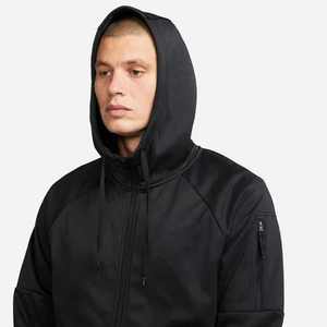 Sweat-shirt à capuche noir unisexe tendance pour homme, coupe régulière, en molleton bouclette respirant, idéal pour l'hiver – Vente en gros OEM - Product Image 2