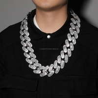 Rappeurs de luxe 20mm glacé chaîne en or rose coupe baguette Moissanite chaîne à maillons cubains Hip Hop diamant chaîne cubaine pour hommes
