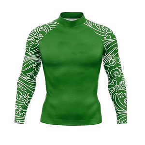 เสื้อรัดรูปแขนยาวสีน้ำเงินสำหรับผู้ชาย พิมพ์ลายคลื่นสีขาว แห้งเร็ว ผลิตจากโพลีเอสเตอร์ผสมสแปนเด็กซ์ เหมาะสำหรับ MMA  แบบยูนิเซ็กซ์ - Product Image 3