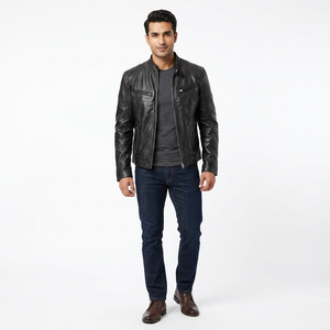 Chaqueta de cuero para hombre, estilo bomber, para motociclista, de cuero sintético, informal, holgada, para hombre - Product Image 5