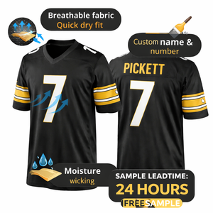 Maillot de football américain unisexe grande taille, design brodé, nom et numéro personnalisés, tissu respirant à séchage rapide - Product Image 2