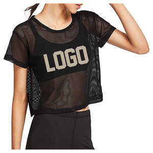 High Quality Spandex <b>Mesh</b> Button Boxy T-Shirt for <b>Women</b> Summer Fashion Loose Fit Anti-Pilling Customized Colors & Sizes - Product Image 1