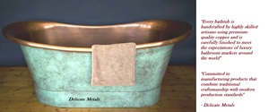 Delicate <b>Metals</b> Green Verdigris Copper Freestanding Durable <b>Bathtub</b> 100% Copper Material Handmade Oval Antique Lid DM-293 - Product Image 3
