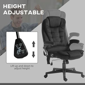 Sedia da Ufficio Direzionale Nera con Schienale Alto, Massaggio Vibrante a 6 Punti, Riscaldamento, Design Contemporaneo Confortevole in Velluto, Nylon e PU per Scrivanie - Product Image 4