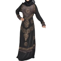 Nouvelle Robe Longue Élégante pour Femmes Musulmanes, Style Abaya Vintage, Col Montant, en Polyethersulfone, Toutes Saisons, Vente Chaude en Gros