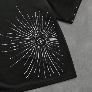 เสื้อยืดผู้ชายประดับเพชรเทียม คุณภาพสูง ผ้าฝ้าย 100% ทรงโอเวอร์ไซส์ ใส่สบาย แขนสั้น ยูนิเซ็กส์ สไตล์ลำลอง สตรีทแวร์ แฟชั่น - Product Image 3