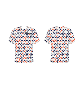 T-shirt à manches courtes pour homme à pois bleu et orange, respirant, coupe classique, col rond, décontracté - Product Image 1
