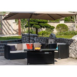 Tavolo da Esterno con Braciere a Propano, Tavolo Rettangolare con Focolare a Gas e Bruciatore in Acciaio Inox per Patio, Cortile e Giardino - Product Image 1