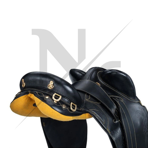 Sillín de cuero de vaca premium con guardabarros de madera para equitación de media raza, para trabajo ganadero competitivo, sillín profesional australiano para ganado. - Product Image 4