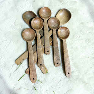 Cuchara de madera de mango ecológica hecha a mano, utensilio de cocina y servir de madera natural rústica para uso en la cocina al mejor precio. - Product Image 2