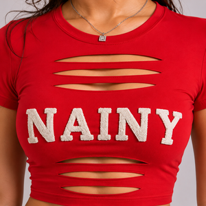 Women Hollow Out <b>Crop</b> <b>Top</b> Summer Streetwear Slim Fit Short Sleeve Fashion Party Club T Shirt - Product Image 1