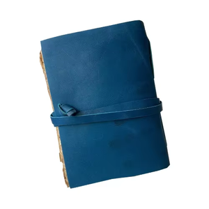 Diario de Cuero Suave Azul, Libro en Blanco con Encuadernación Vintage para Unisex, Agenda de 220 Páginas de Papel de Algodón Reciclado con Cierre de Tapa Marrón - Product Image 4