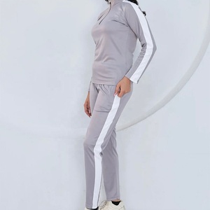 Women OEM <b>Sweater</b> Knitted Women Tracksuit Sets Moisture-Wicking And Quick-Dry Performance Stand Collar With Half Zip - Product Image 3