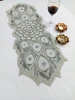 Chemin de table en tissu bohème de luxe fait main, forme personnalisée, design floral perlé, tapis et dessous de plat durables, écologiques et légers