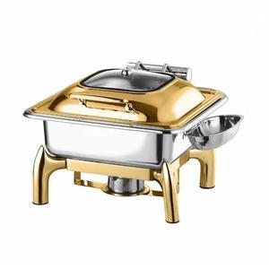 Recipiente para Calentar Comida Tipo Buffet, Rectangular, de Acero Inoxidable, con Acabado Espejo, Antiadherente, Apto para Horno, 33 cm, con Tapa de Vidrio, para Hotel - Product Image 4