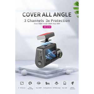 Dash Cam a 3 Canali con Telecamere 1080p + 1080p + 480p, Tre Obiettivi Grandangolari con Campo di Monitoraggio di 140 Gradi + 140 Gradi + 130 Gradi - Product Image 2