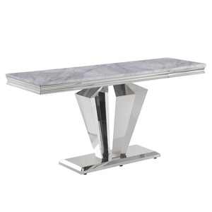 Table de canapé moderne de luxe en fer, design géométrique sur piédestal, combinaison pour entrée et salon - Product Image 5