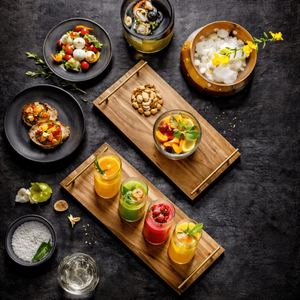 Eco-Friendly Acacia Wood Serving Tray Rectangle | Minimalist Nordic Wooden Food Tray | Premium <b>Camping</b> & <b>Kitchen</b> Dinnerware. - Product Image 3