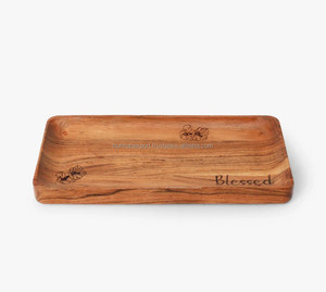 Bandeja de madera práctica y decorativa para servir con superficie lisa y asas resistentes Hermosa para uso diario - Product Image 4